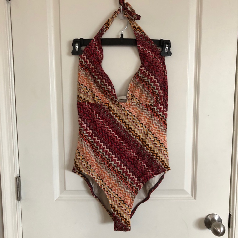 Halter tie one piece bathing suit